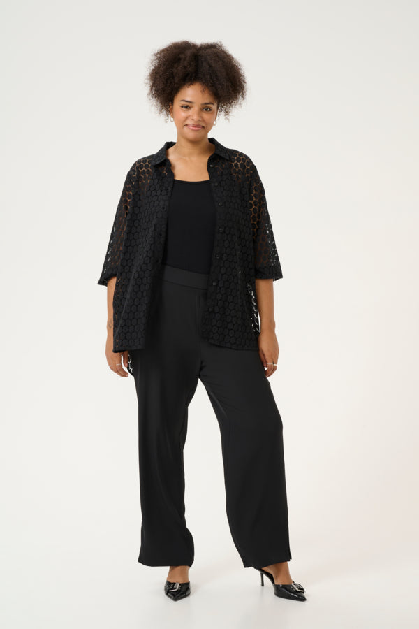 10581981 KCsigne HW Wide Pants, Black Deep