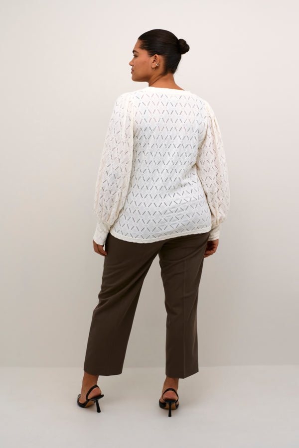 Kaffe Curve 10582642 KCtina Lace Blouse, Chalk