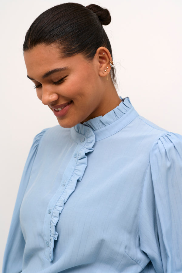 KAFFE CURVE 10582643 KCdorina Blouse, Celestial Blue