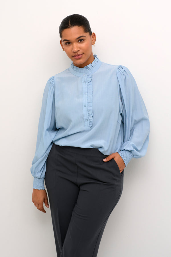 KAFFE CURVE 10582643 KCdorina Blouse, Celestial Blue