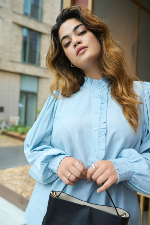 KAFFE CURVE 10582643 KCdorina Blouse, Celestial Blue