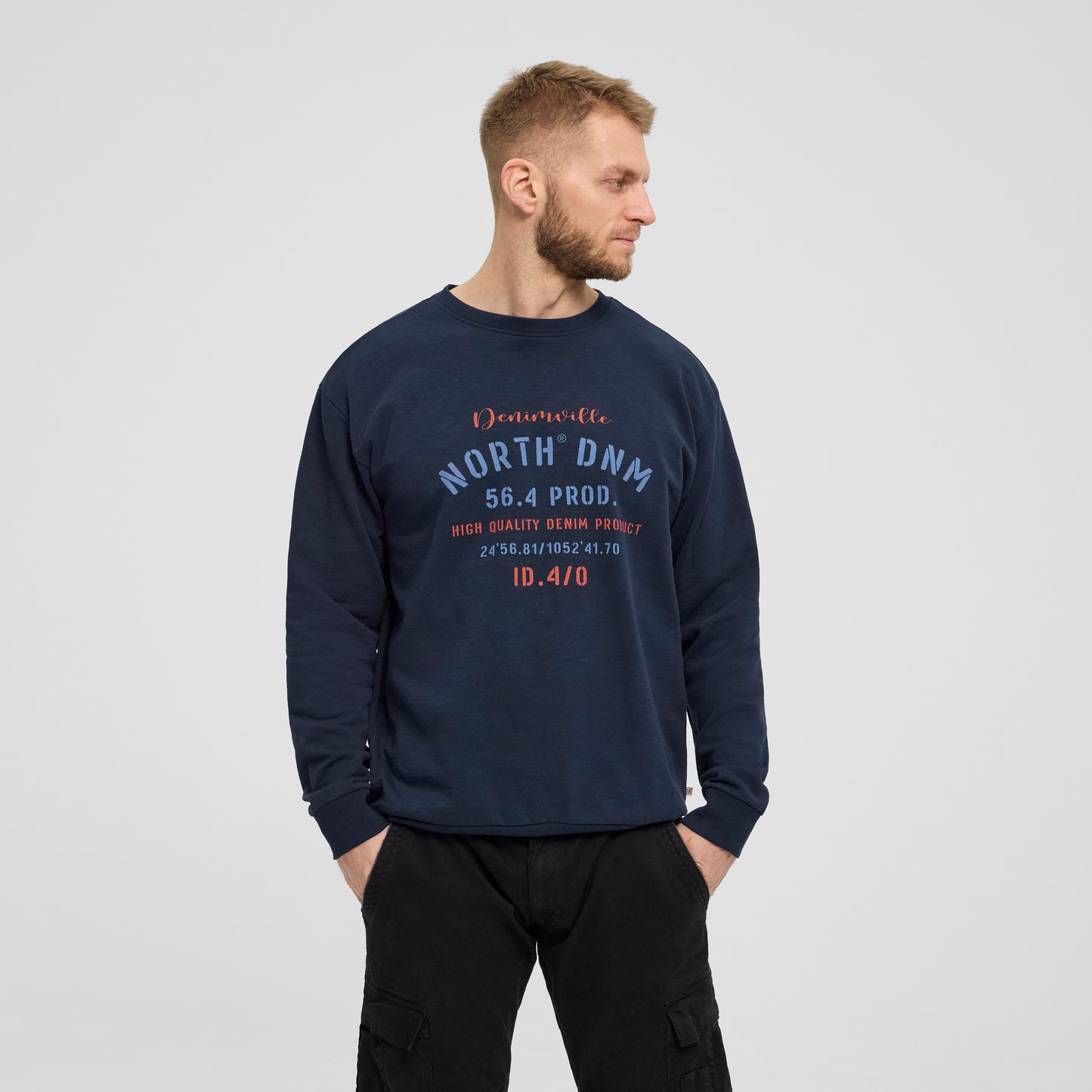 North 56Denim 43327 logo sweat, 580 Navy blue