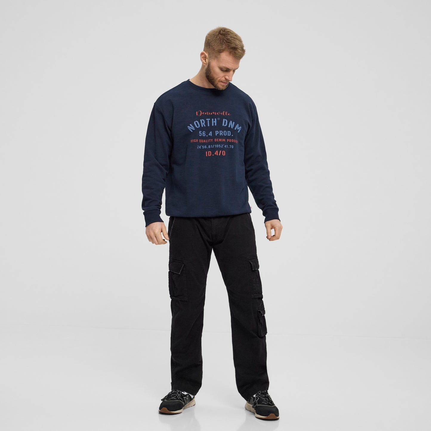 North 56Denim 43327 logo sweat, 580 Navy blue