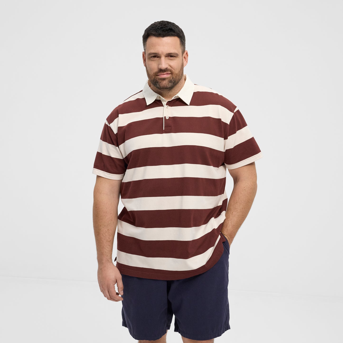 NORTH LATITUDE 51315 denim rugby polo - Bordeaux