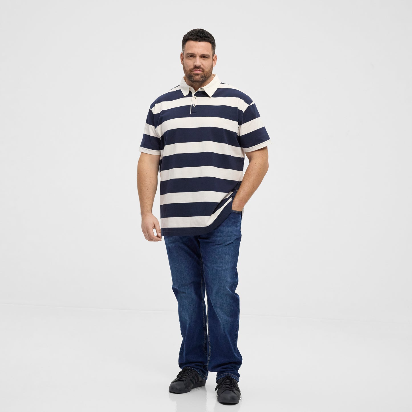 NORTH LATITUDE 51315 denim rugby polo - Night Sky