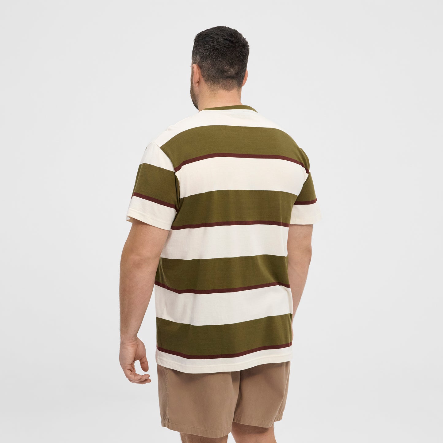 NORTH LATITUDE 51318 denim yarndyed striped tee - Army Green