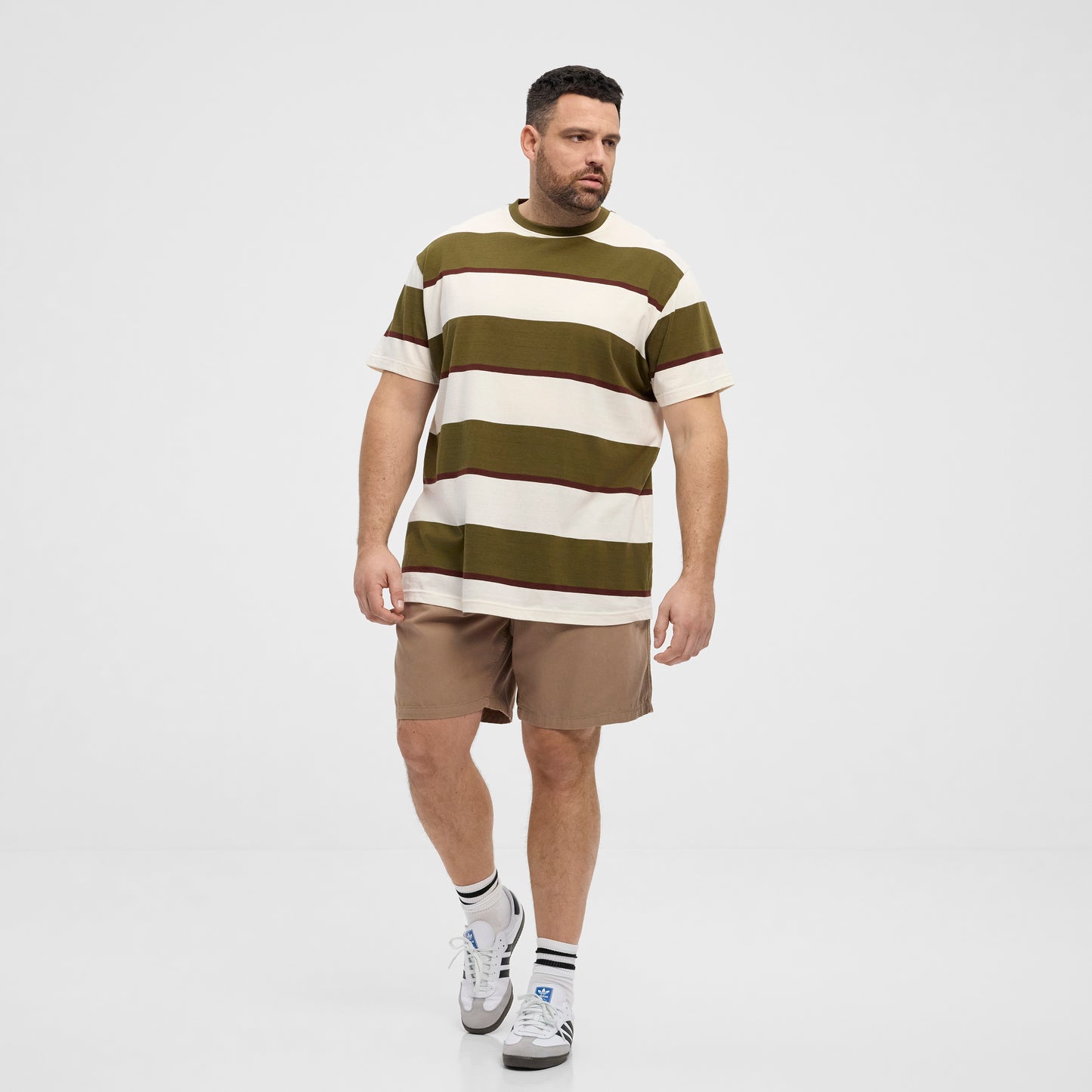 NORTH LATITUDE 51318 denim yarndyed striped tee - Army Green
