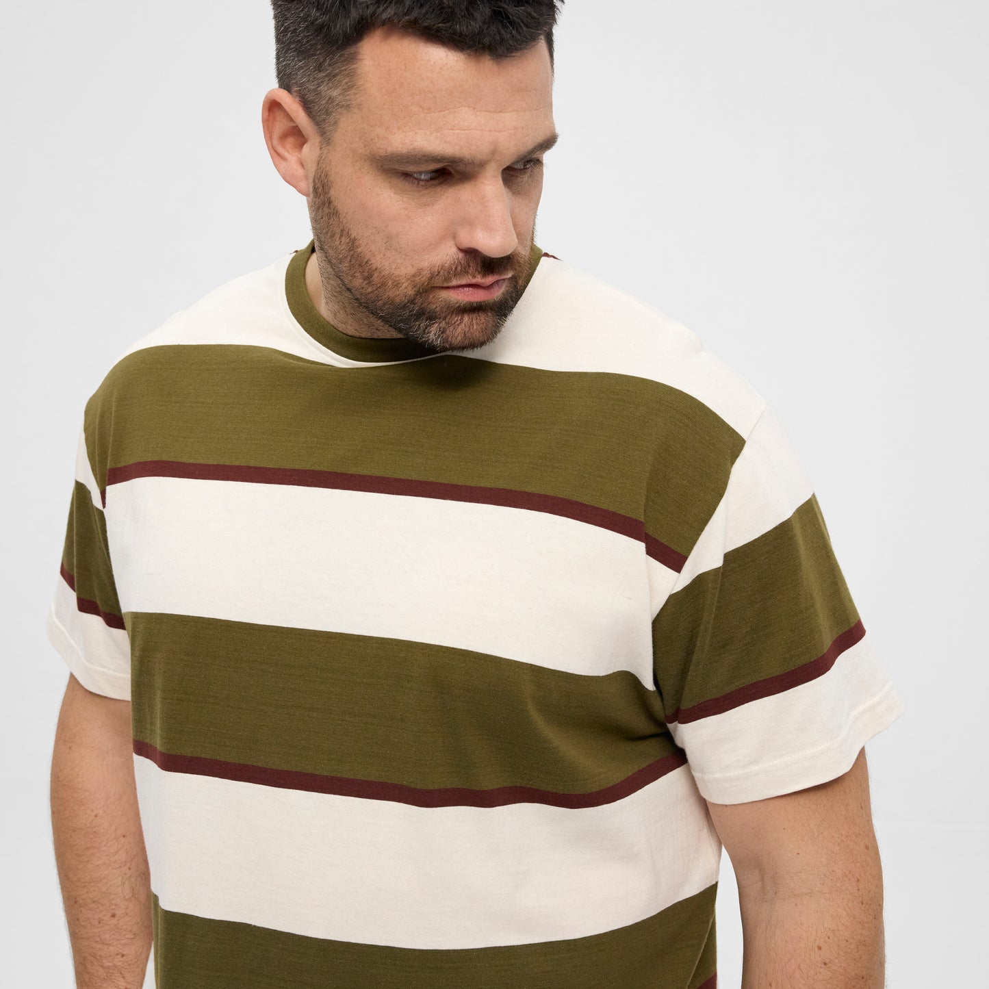 NORTH LATITUDE 51318 denim yarndyed striped tee - Army Green
