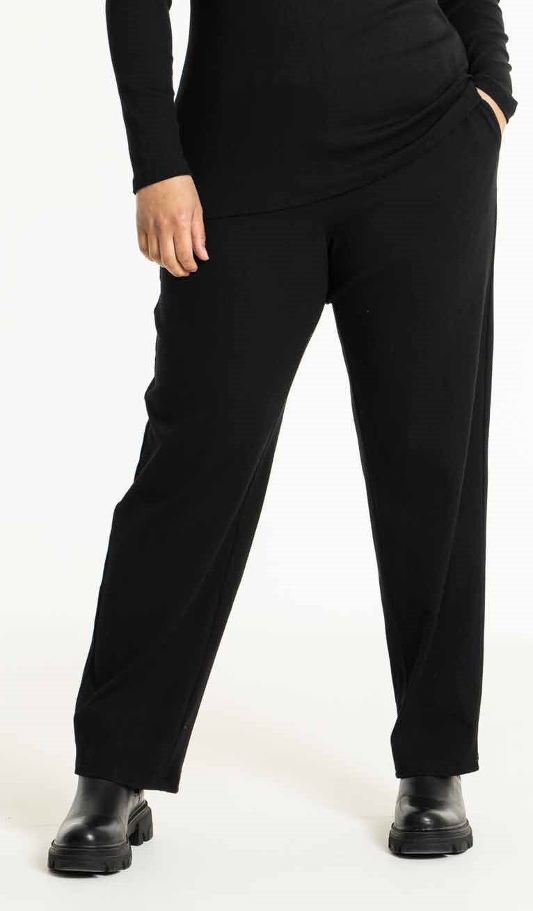 Studio S241839 SAlbine Rib staight leg trousers, Black