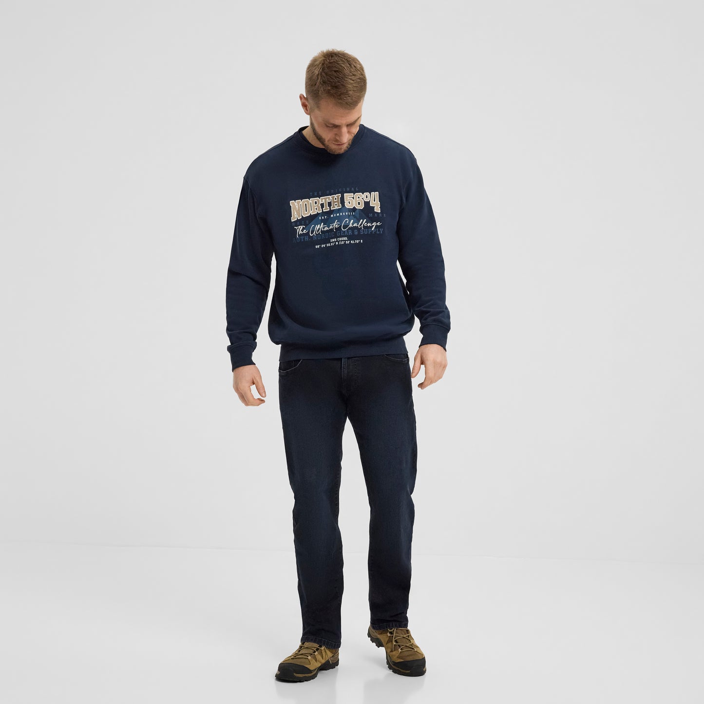 North 56°4 43114 Crewneck sweat w/embroidery, 580 Navy