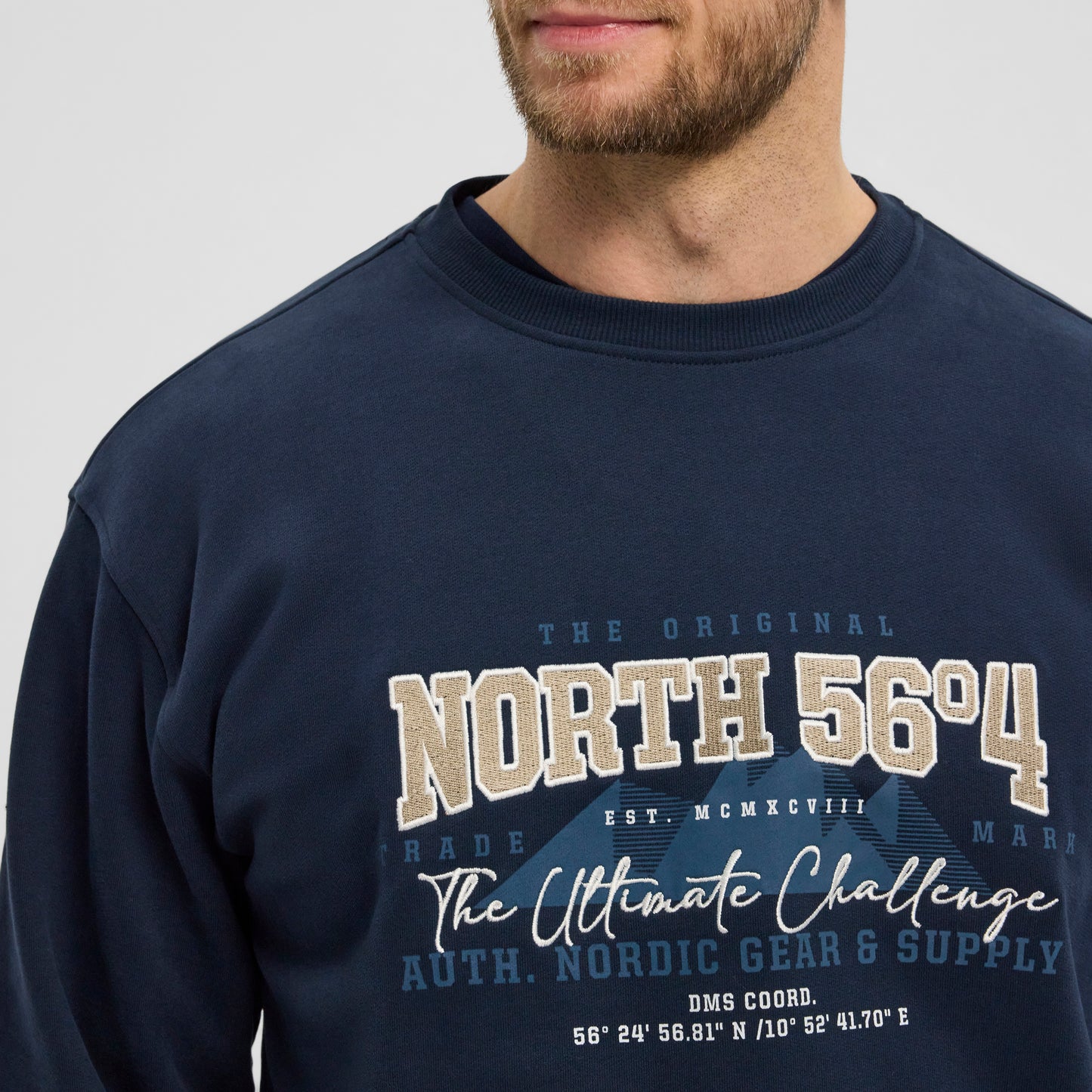 North 56°4 43114 Crewneck sweat w/embroidery, 580 Navy