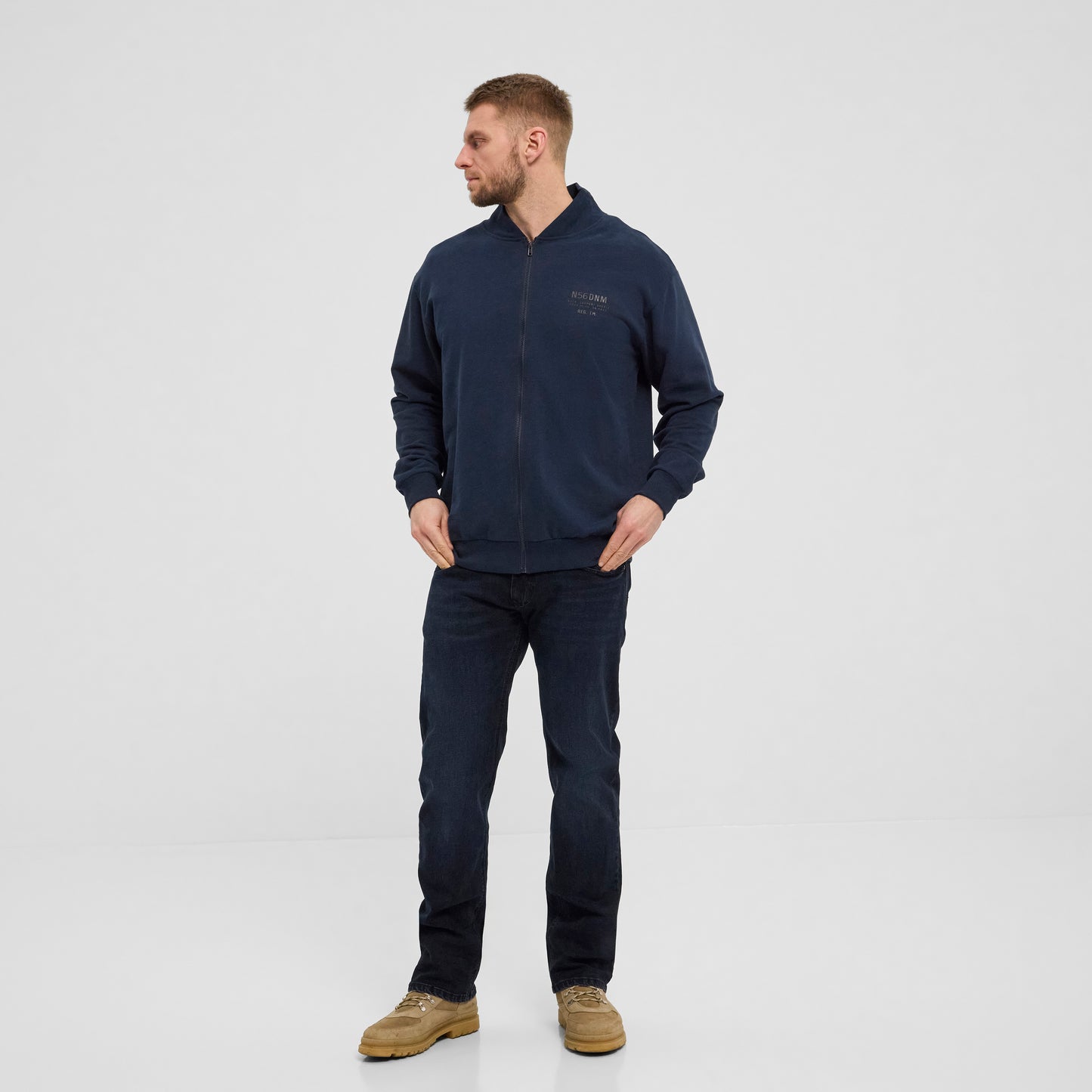North 56Denim 43342  Full zip sweat, 580 Navy Blue