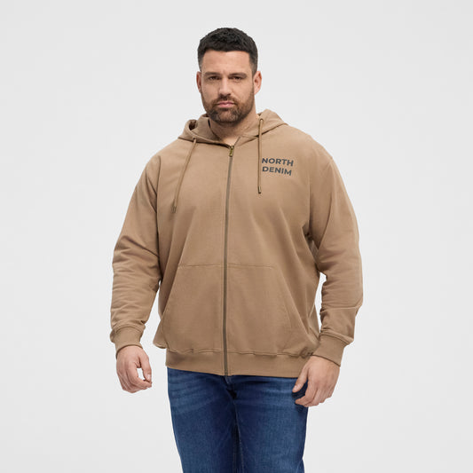 NORTH LATITUDE denim full zip sweat - Dark Sand - 51314