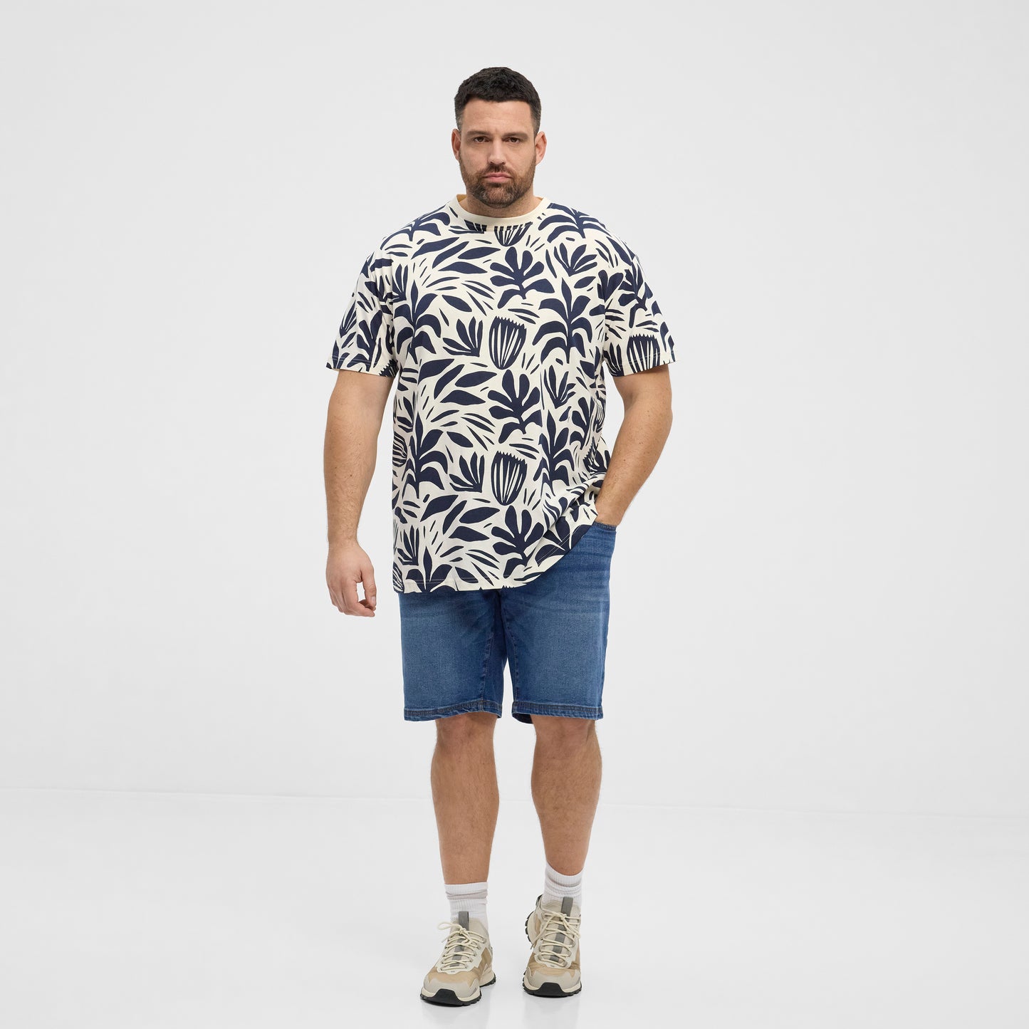 NORTH LATITUDE 51324 denim allover printed tee - Night Sky