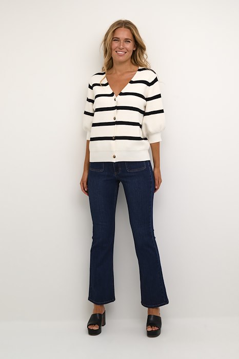 10508379 KAmehra Cardigan, 105476 Chalk/Black stripe