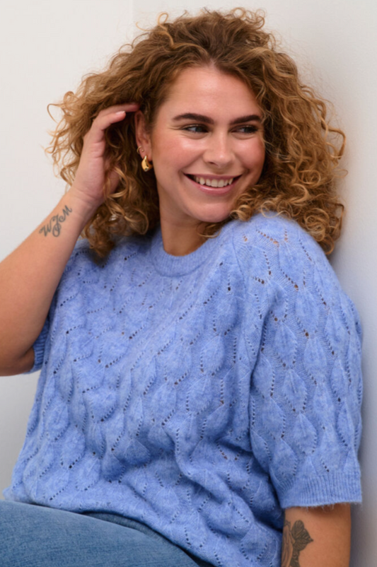 KAFFE CURVE 10582388 KCnalene Knit Pullover Vista Blue Melange