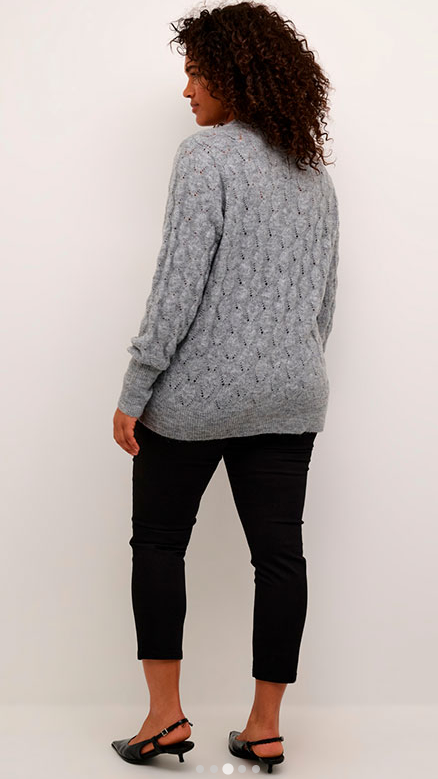 KAFFE CURVE 10582389 KCnlene Knit Cardigan, Grey Melange